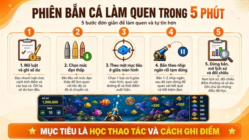 Quy trình làm quen game bắn cá trong phiên năm phút