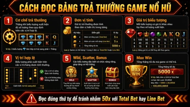 Cách đọc bảng trả thưởng paytable trong game nổ hũ