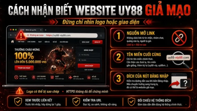 Cách nhận biết website và đường dẫn UY88 giả mạo