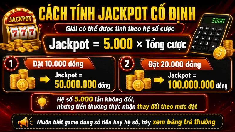 Cách tính jackpot cố định theo hệ số và mức cược