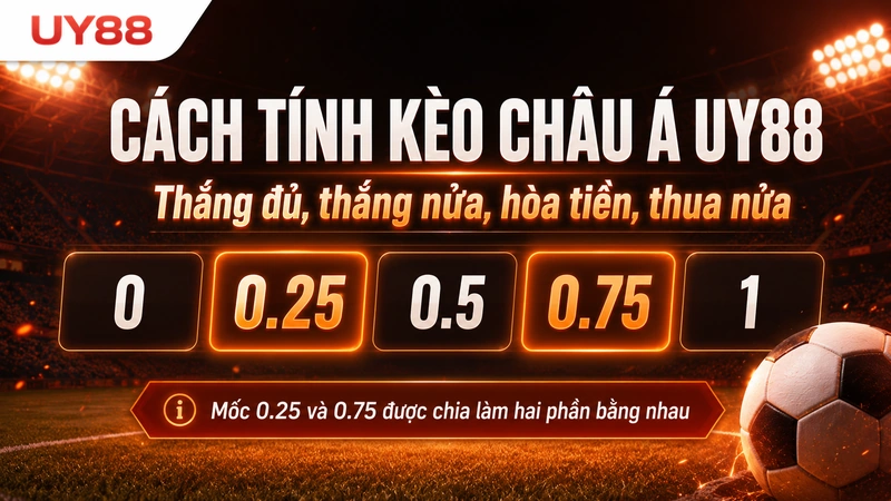 Cách tính kèo châu Á UY88 từ mốc 0 đến 1 bàn