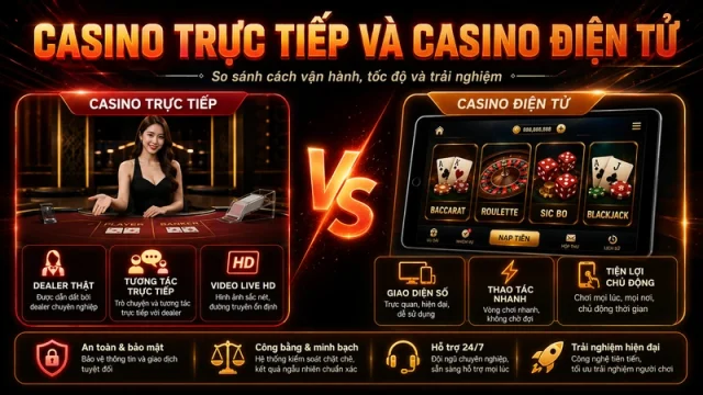 So sánh casino trực tiếp và casino điện tử tại UY88