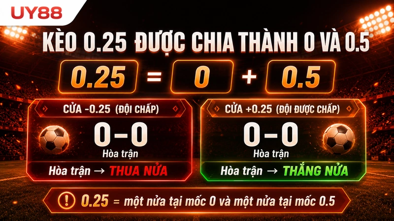 Cách tách và tính kèo châu Á 0.25