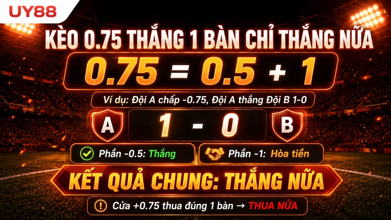Cách tính kèo châu Á 0.75 thắng nửa và thua nửa