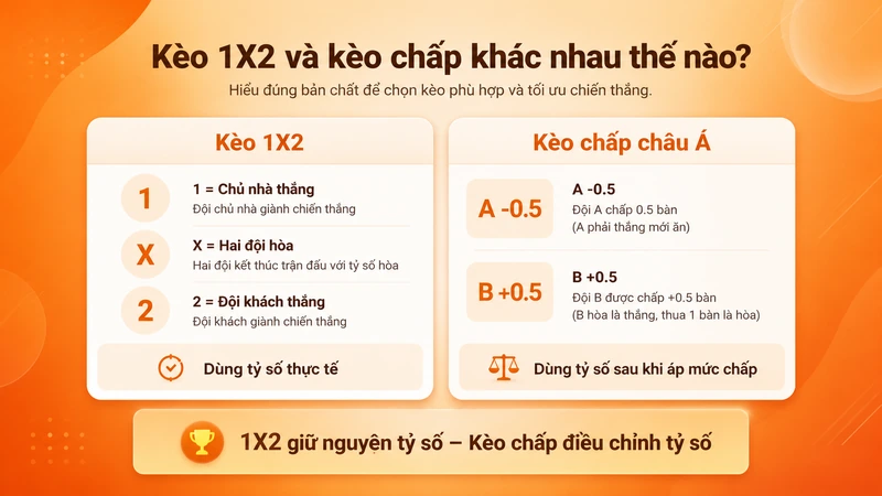 So sánh kèo 1X2 và kèo chấp châu Á UY88