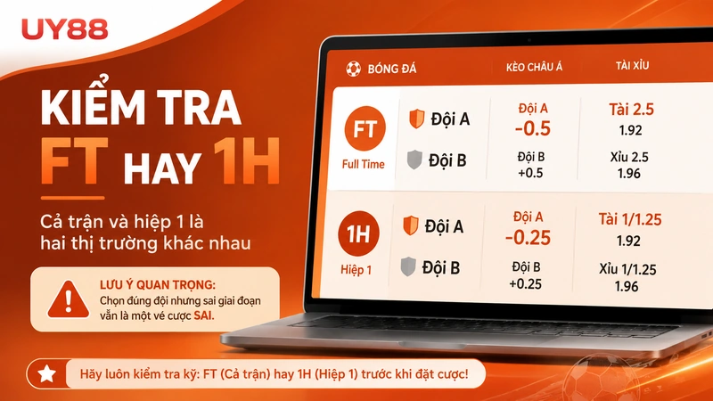 Phân biệt kèo hiệp 1 và kèo cả trận FT