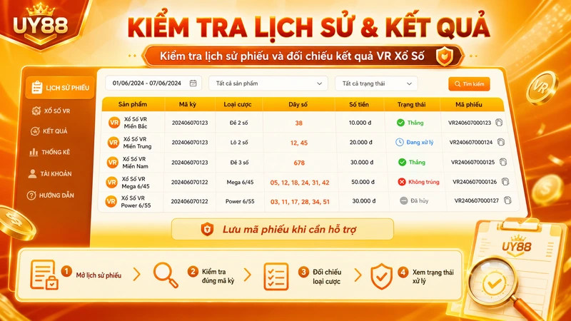 Kiểm tra lịch sử và kết quả VR Xổ Số UY88
