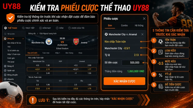 Cách kiểm tra phiếu cược Thể thao UY88