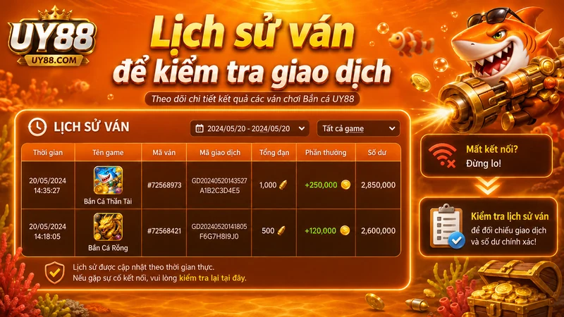 Lịch sử Bắn cá UY88 với mã giao dịch tổng đạn và phần thưởng