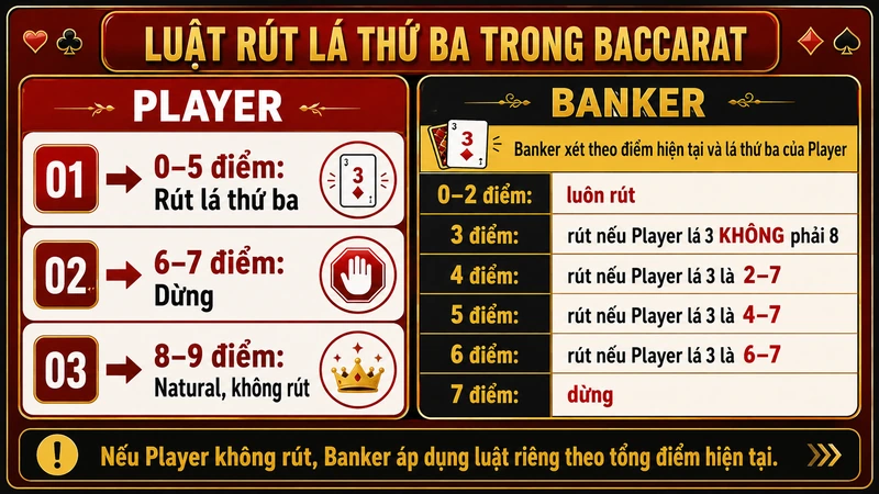 Luật rút lá thứ ba của Player và Banker trong Baccarat