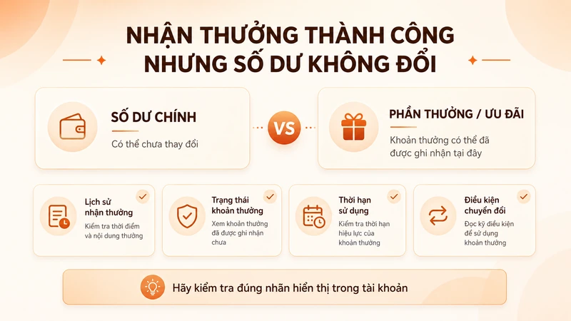 Kiểm tra tiền thưởng UY88 khi số dư chính không thay đổi