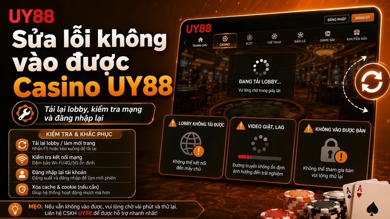 Cách xử lý lỗi không vào được Casino UY88