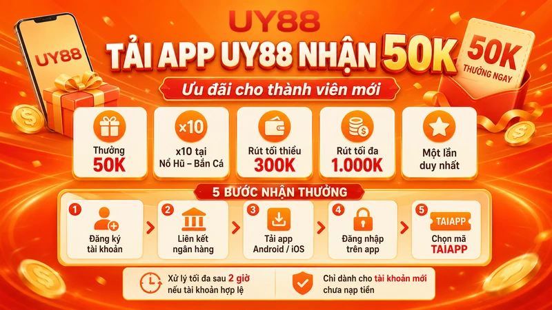Điều kiện tải app UY88 nhận thưởng 50K