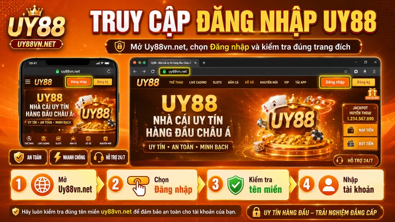 Vị trí nút đăng nhập UY88 trên Uy88vn.net