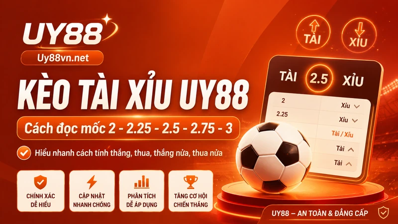 Kèo Tài Xỉu UY88 và cách đọc các mốc 2, 2.25, 2.5, 2.75, 3