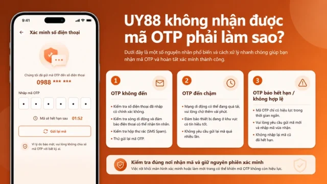 Cách xử lý khi UY88 không nhận được mã OTP