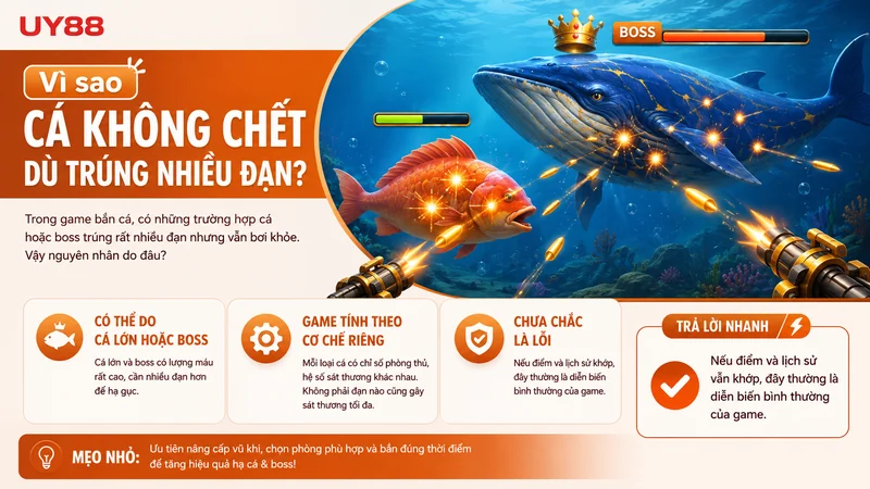 Vì sao cá không chết dù đã trúng nhiều đạn trong game bắn cá