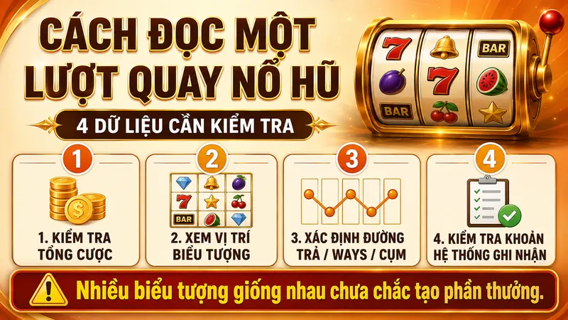 Bốn dữ liệu cần kiểm tra khi đọc một lượt quay nổ hũ