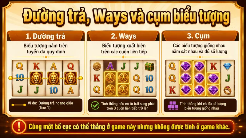 Phân biệt Paylines Ways và Cluster trong game nổ hũ
