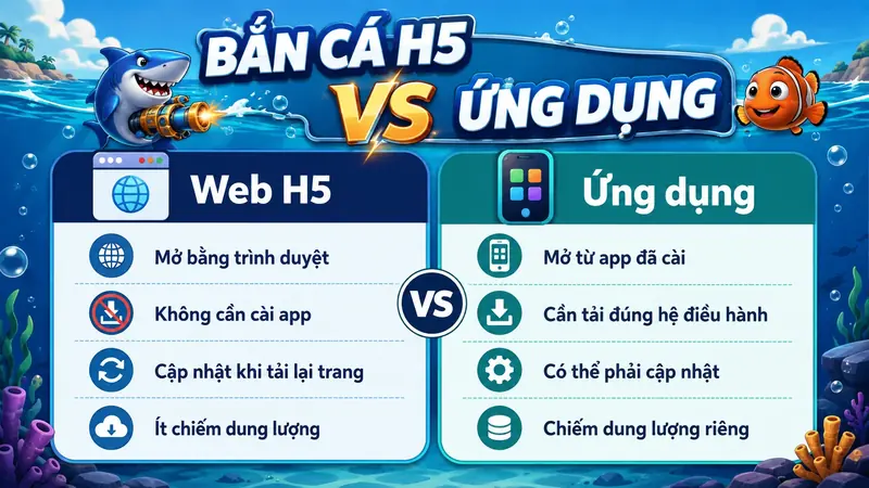 So sánh bắn cá H5 và ứng dụng trên điện thoại